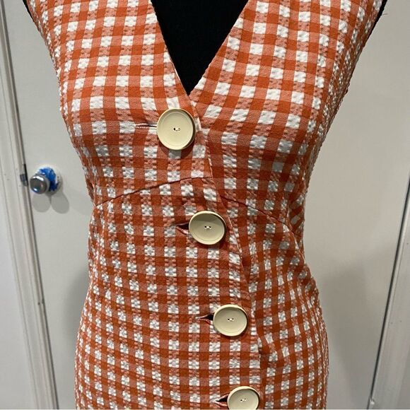 MANGO Textured Gingham Check Dress Size 4 - Picture 3 of 7